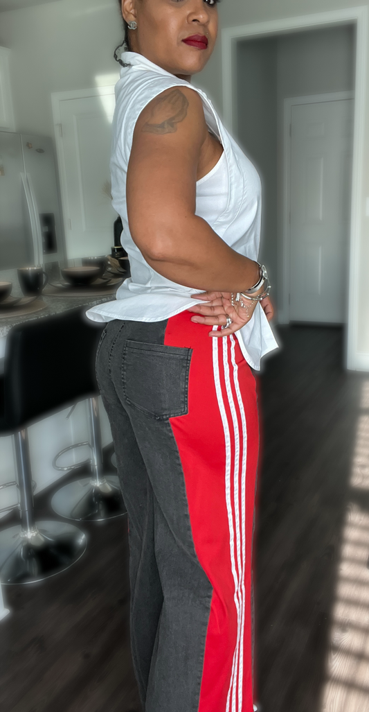 Cargo jeans red stripe