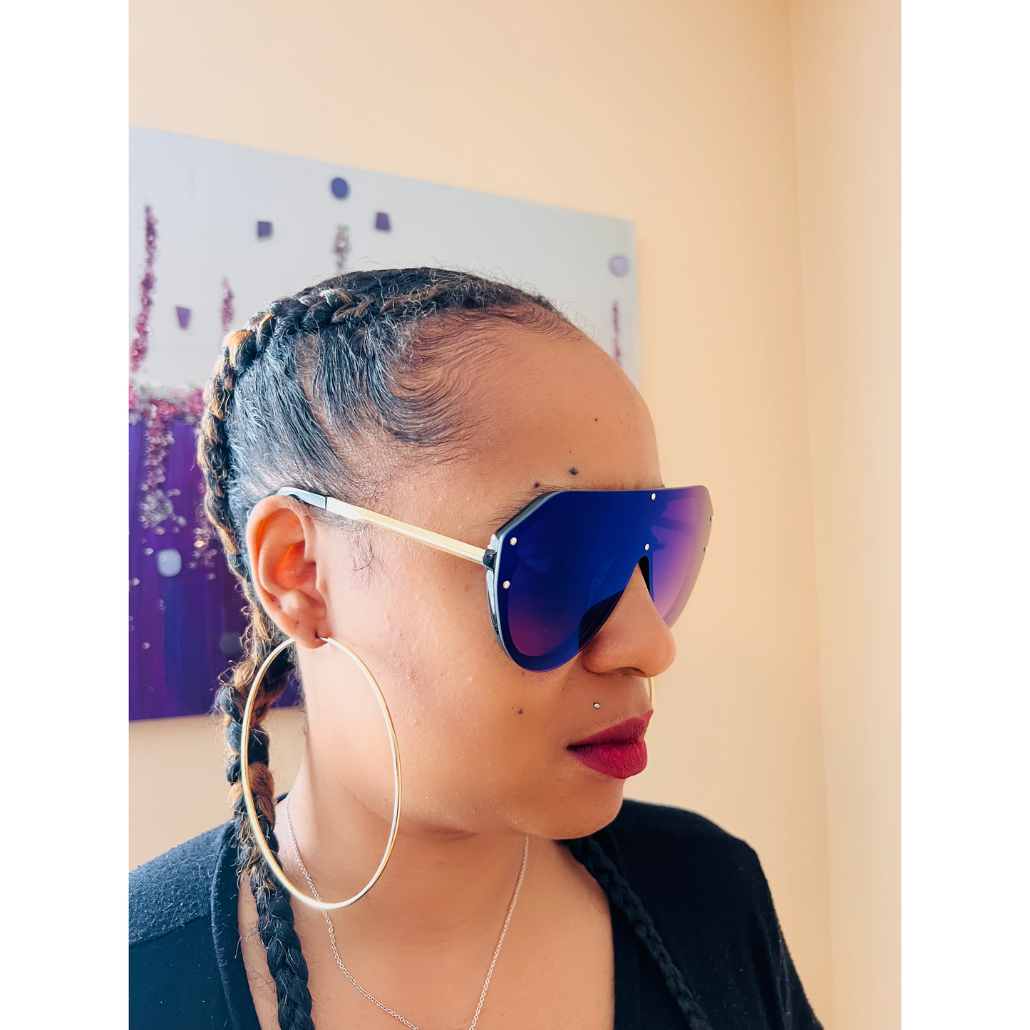 Exposed Shield Sunglasses in Blue
