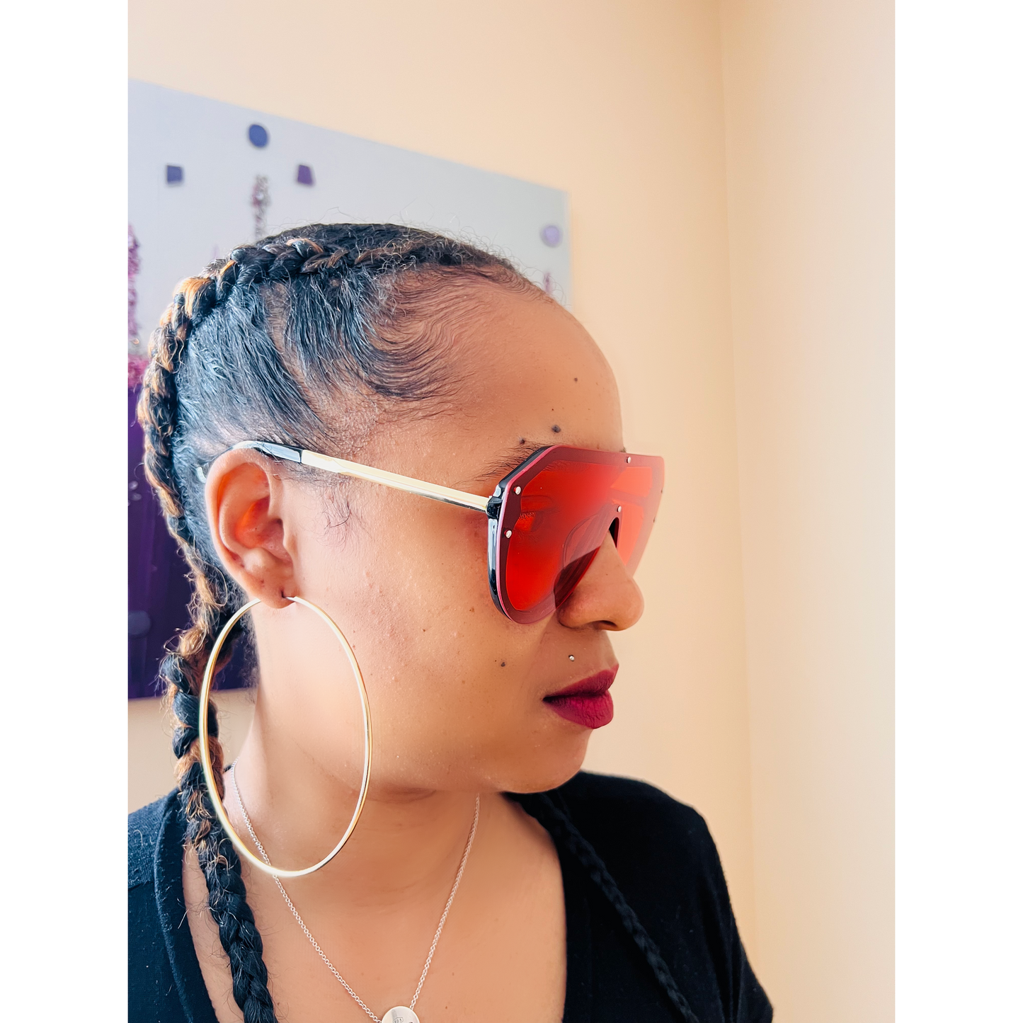 Exposed Shield Sunglasses in Red Tint