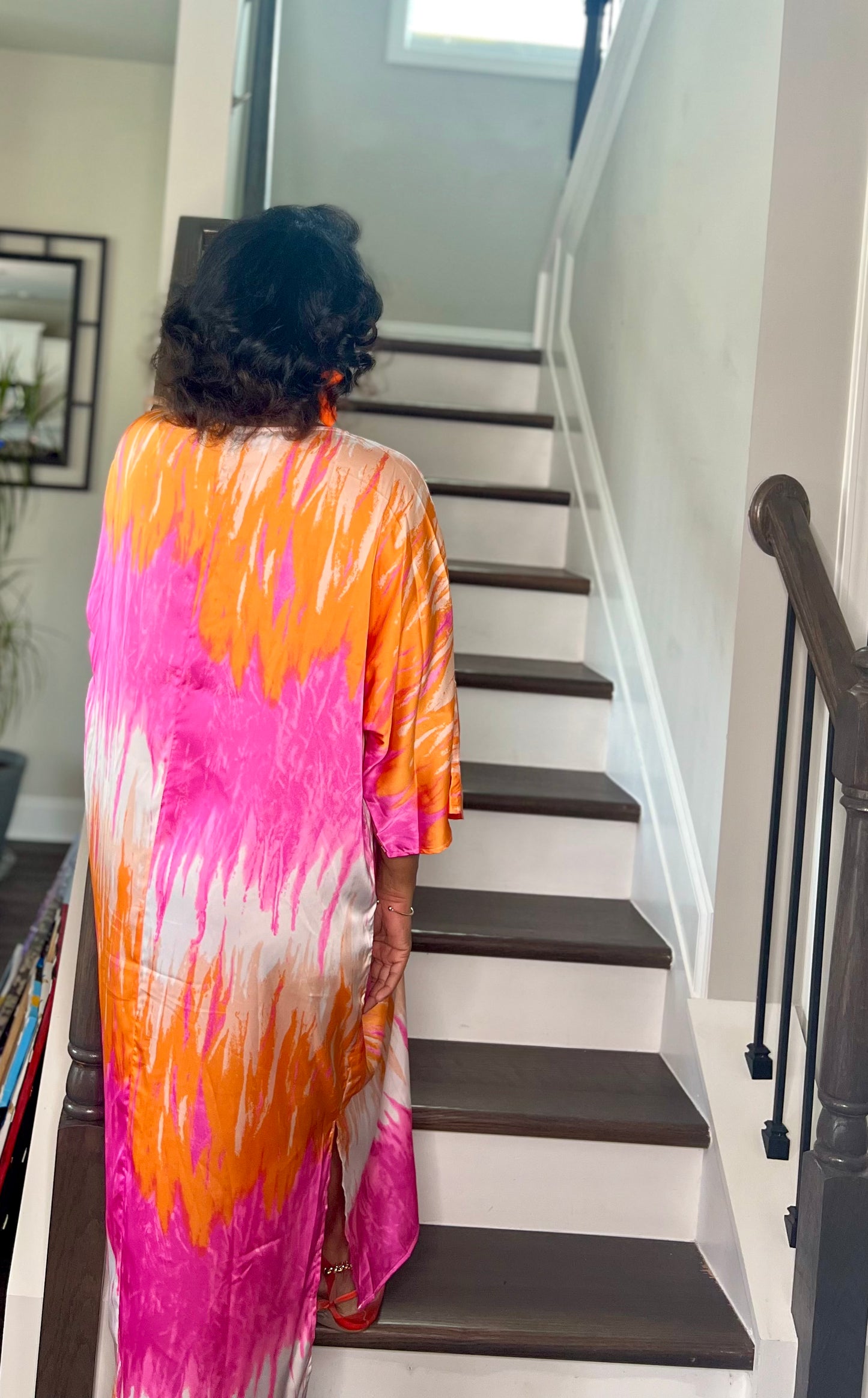 Orange and pink oversized dress