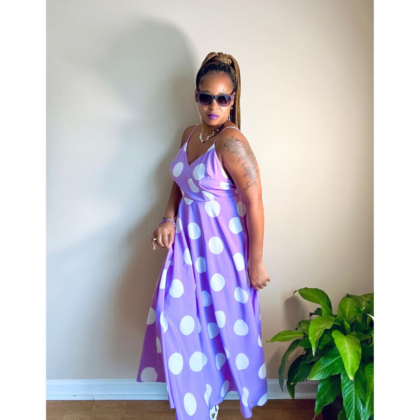 Spring Purple Polka Dot Dress
