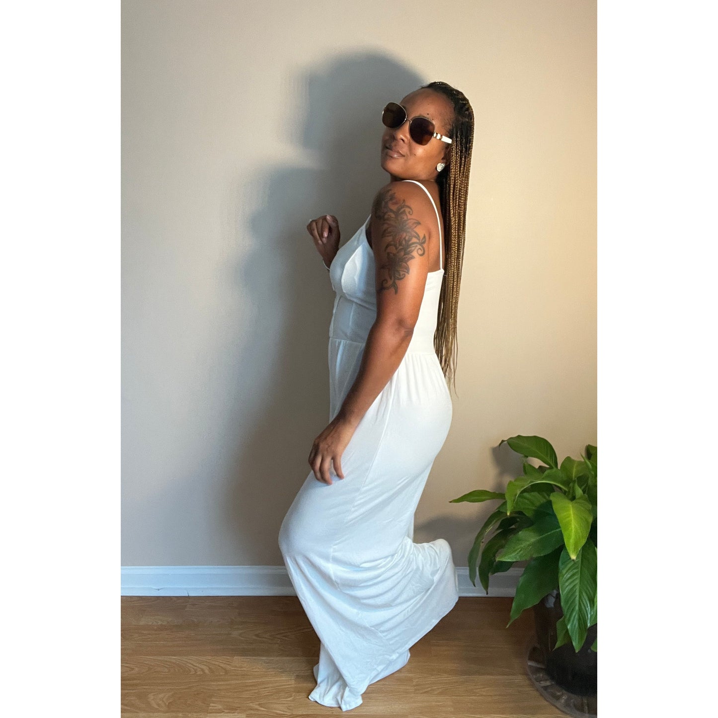White Wide Leg Jumpsuit