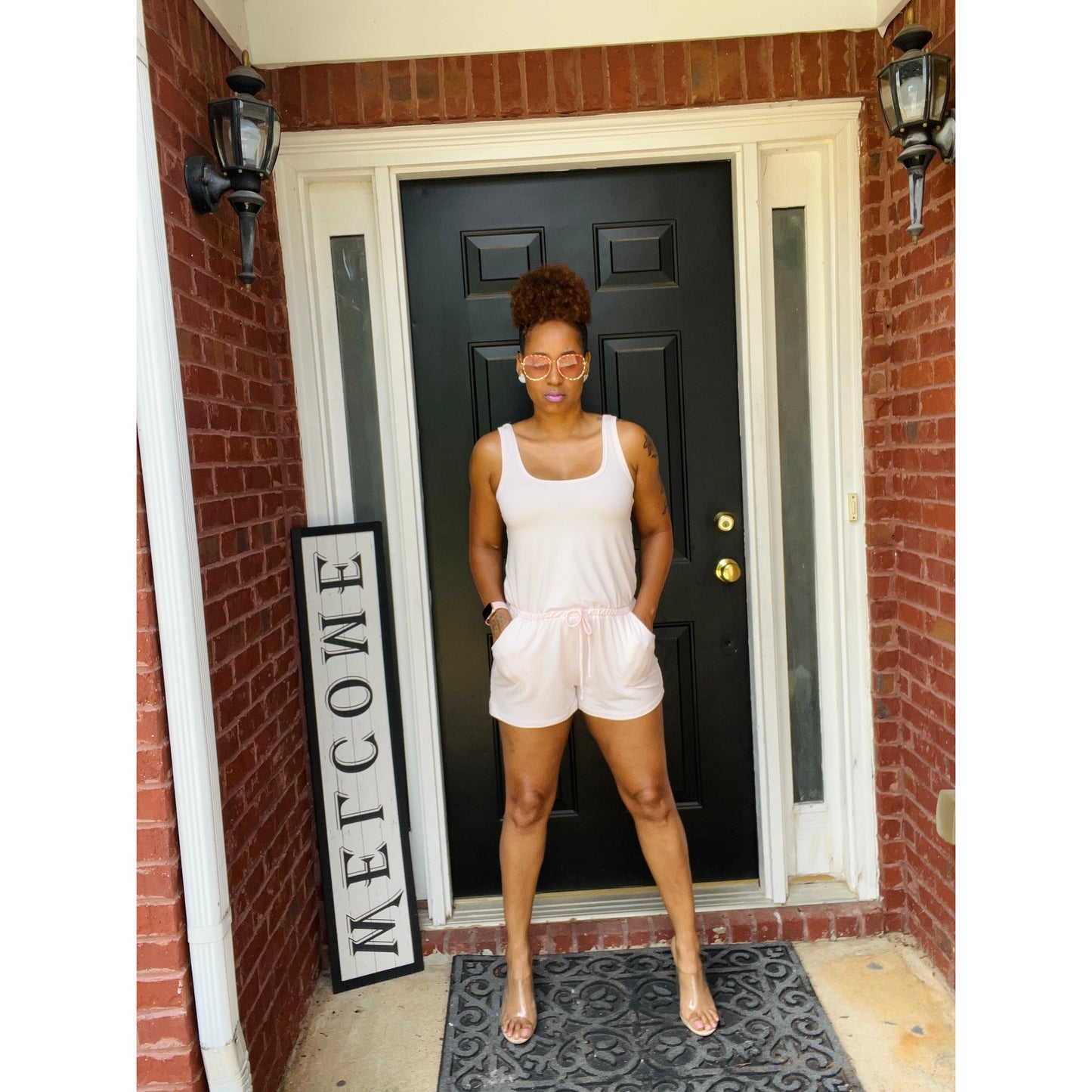 LG Tank Romper in Pink, women over 40 fashion