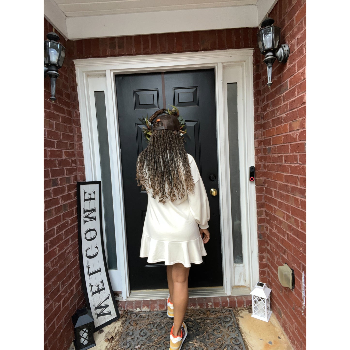 Long Sleeve Skate Style Dress in Cream