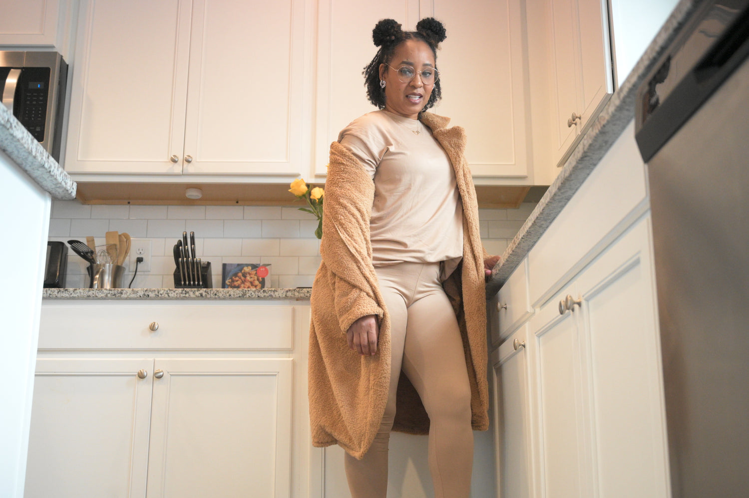 Long sleeve top and leggings set in mocha