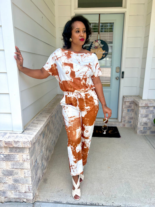 Off the shoulder jumpsuit cappuccino