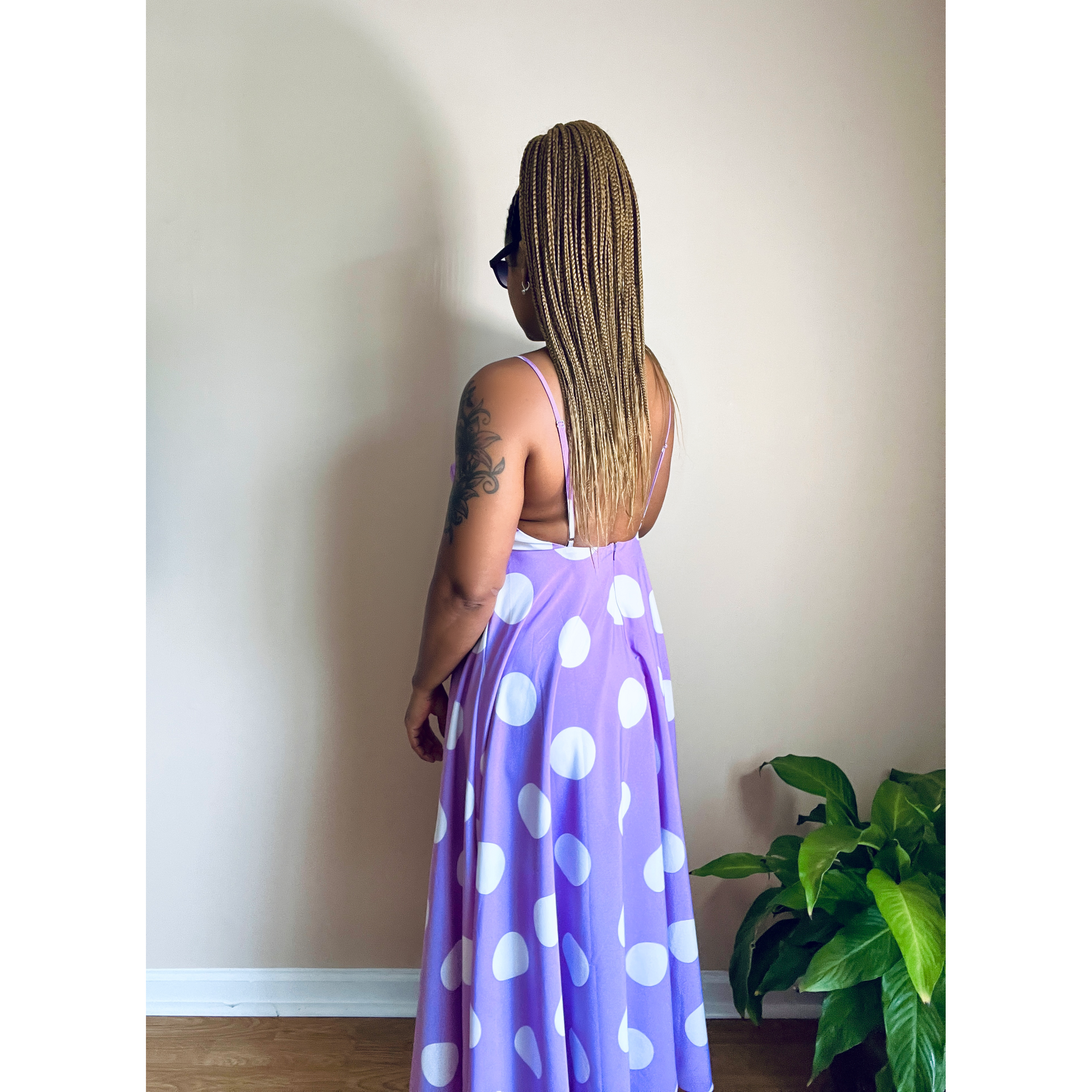 Spring Purple Polka Dot Dress