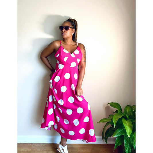 Spring Pink Polka Dot Dress