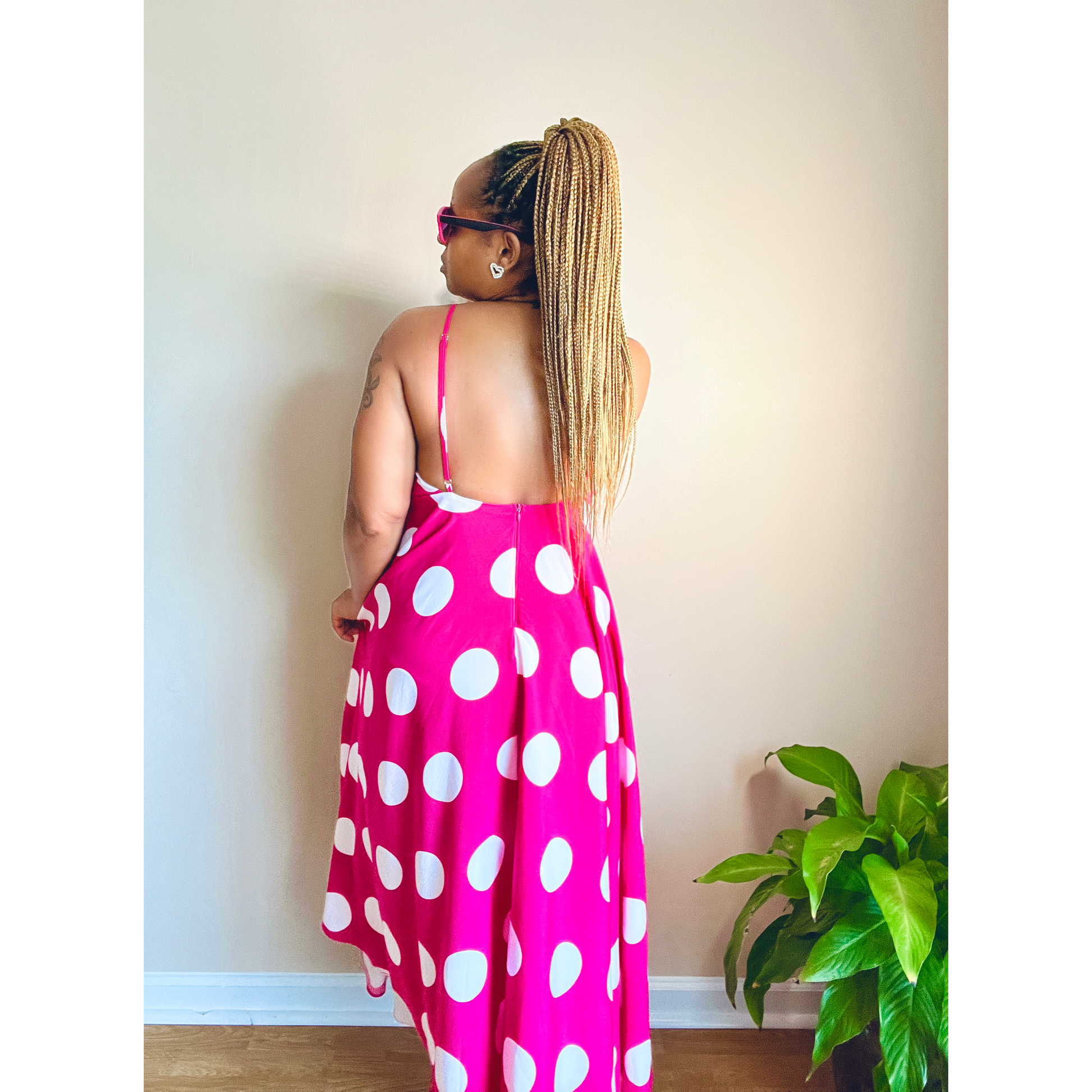 Spring Pink Polka Dot Dress