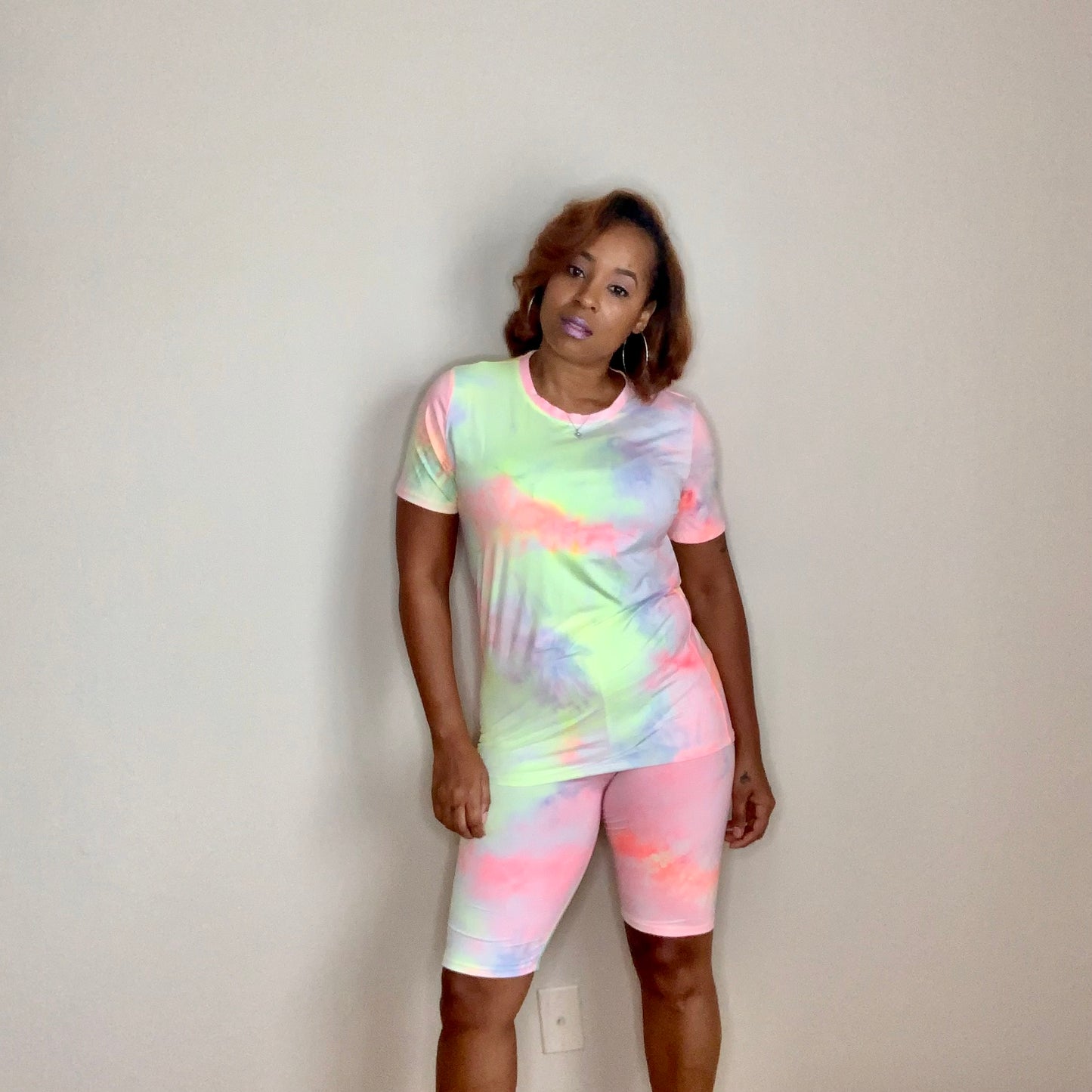 Tie Dye short sleeve biker set
