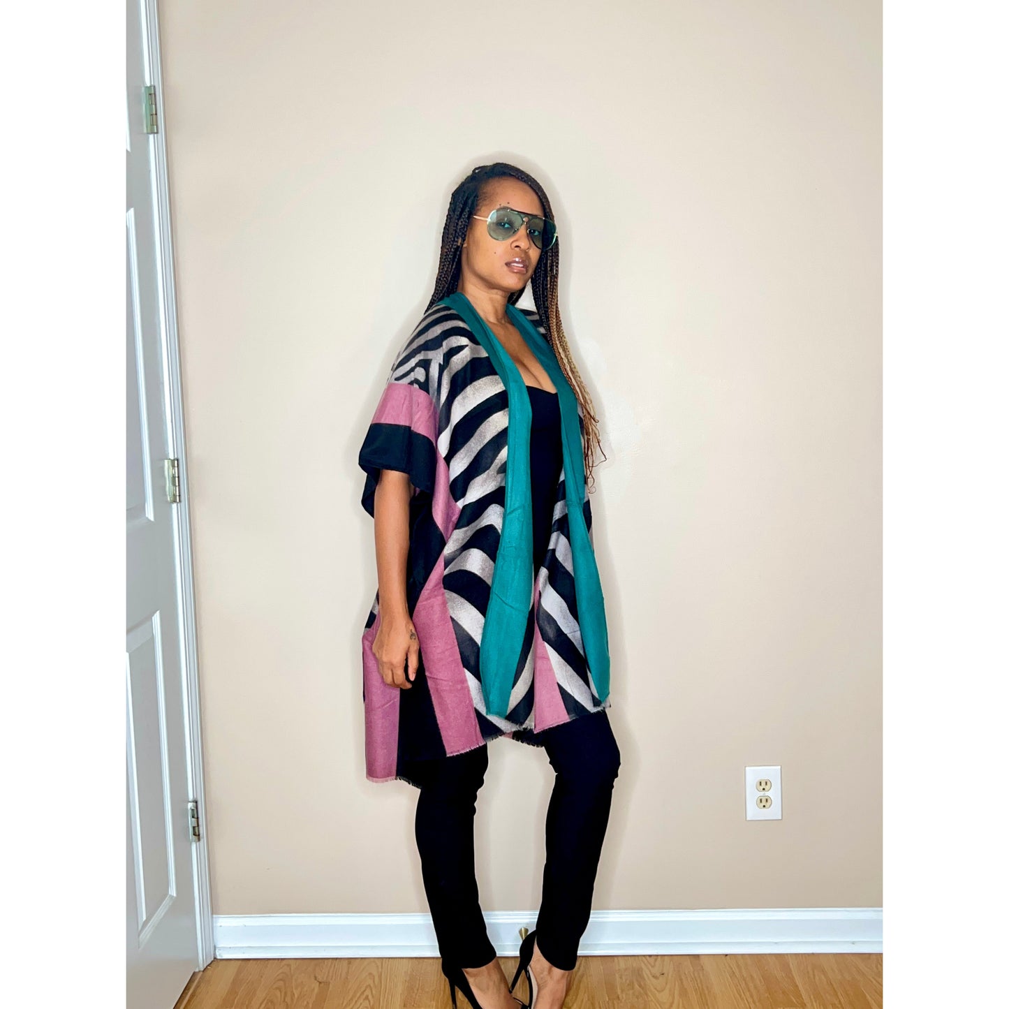 Animal Print Fringe Kimono