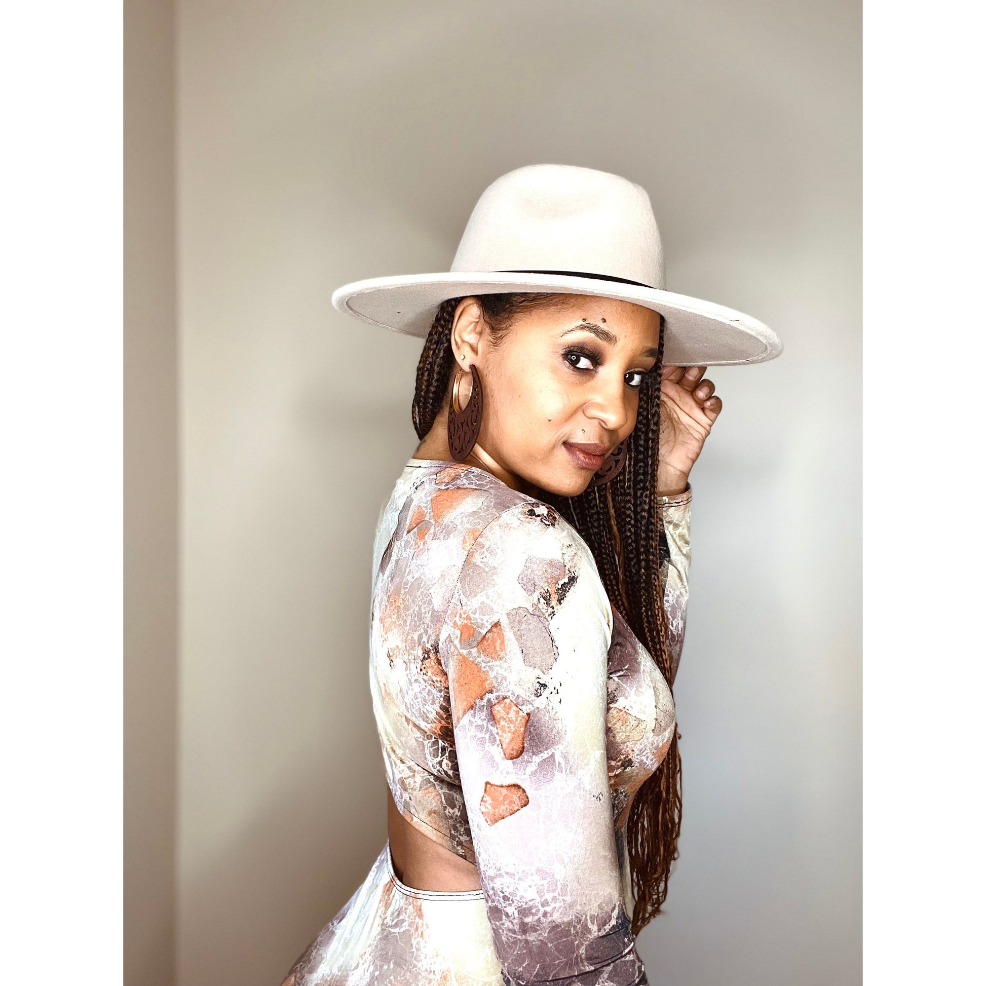 Brown and Cream marbled body con dress