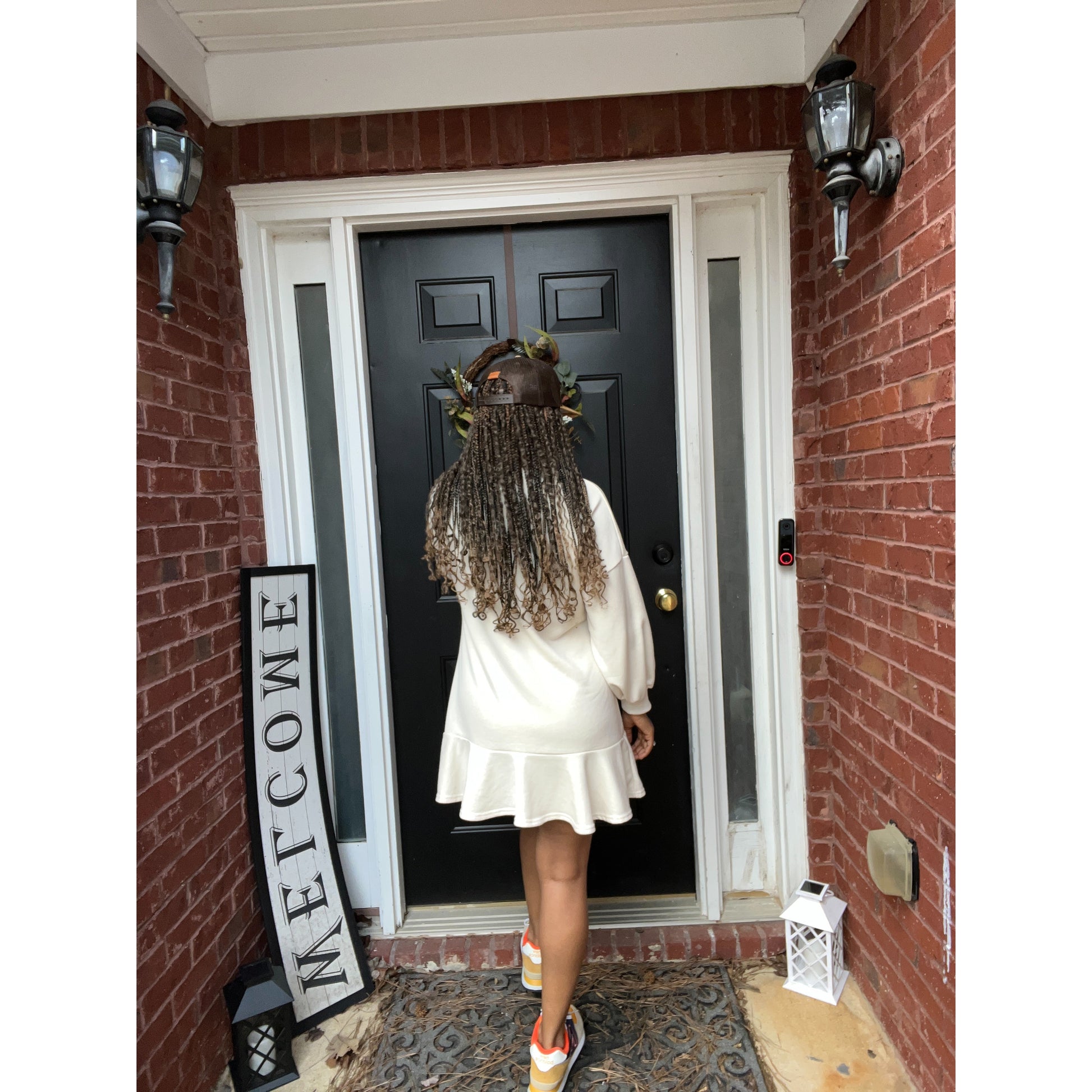 Long Sleeve Skate Style Dress in Cream