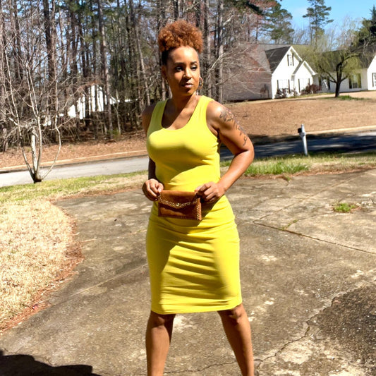 Yellow sleeveless tank midi
