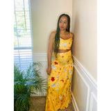 Floral Two Piece Maxi Dress in Yellow