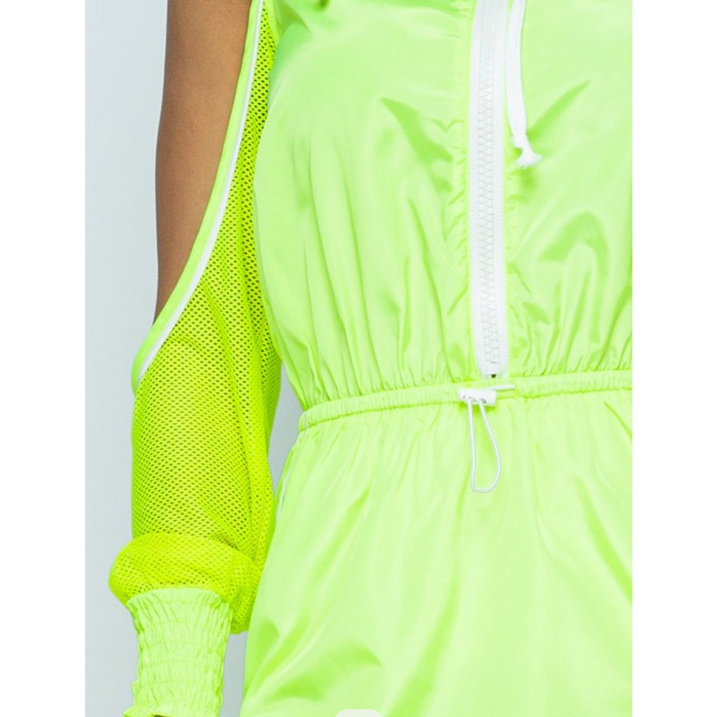Neon Green cut out sleeve hoodie dress
